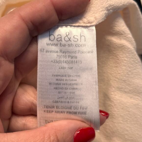 Ba&sh Cream Fani Crepe Ruffle Blouse Small - Picture 10 of 14
